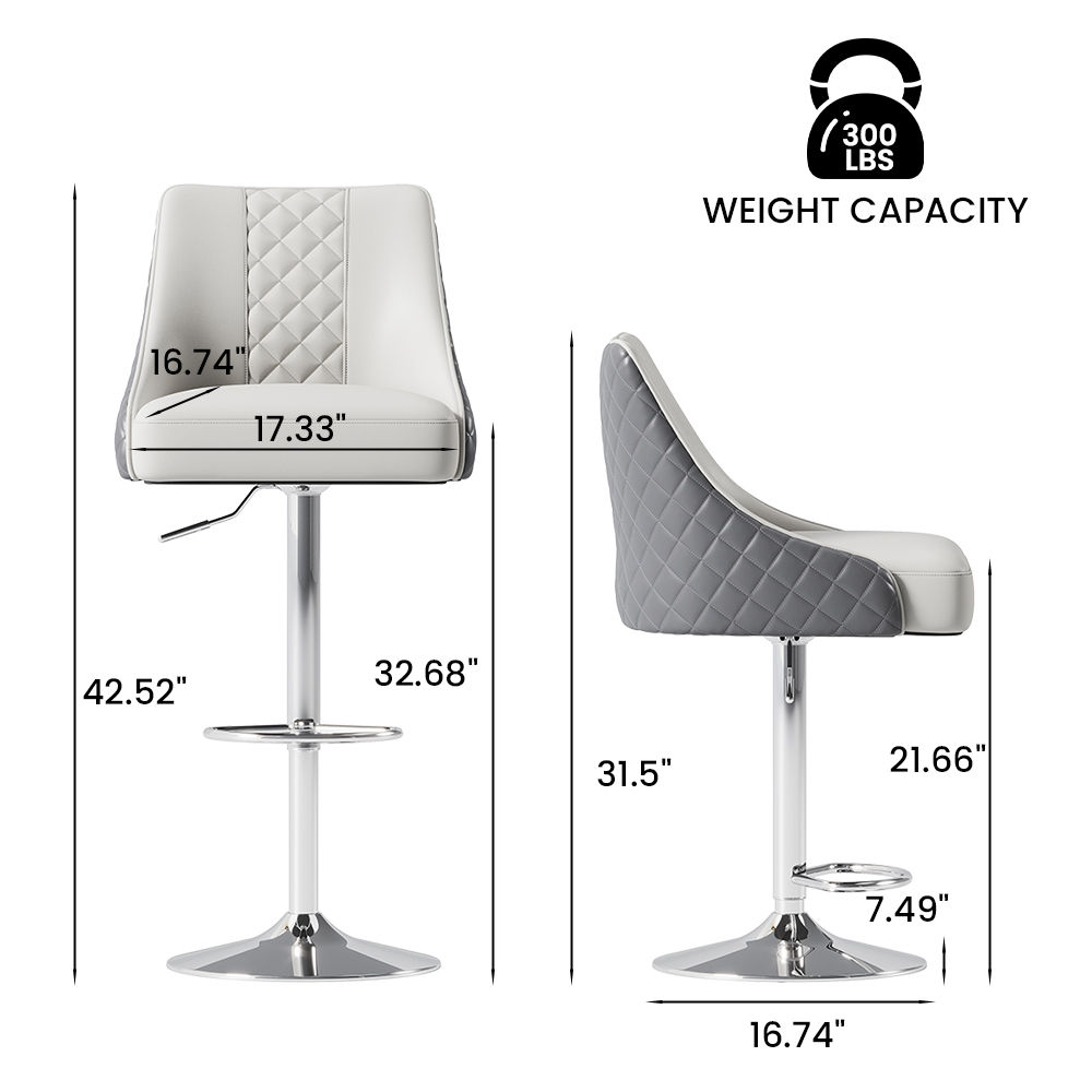 Gray PU Leather Bar Stools