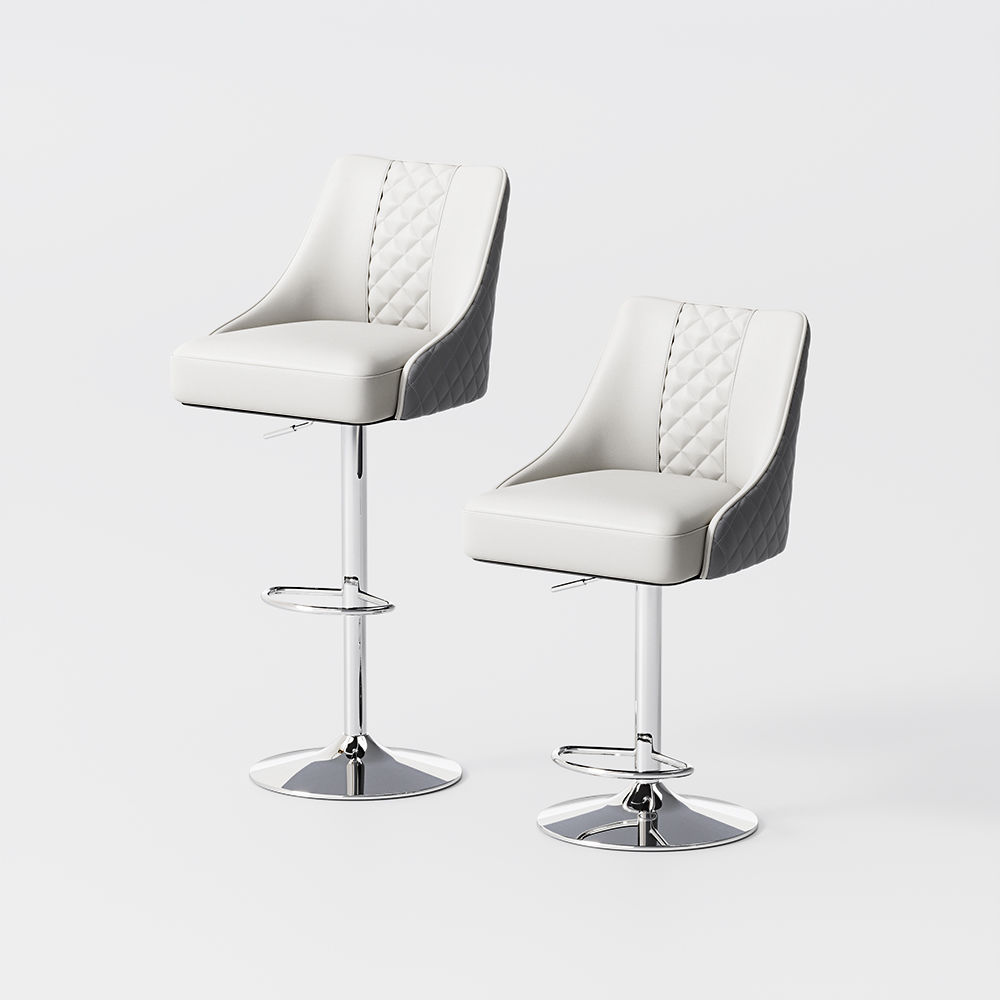 Gray PU Leather Bar Stools