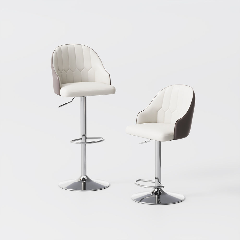 Brown & silver PU Leather Bar Stools