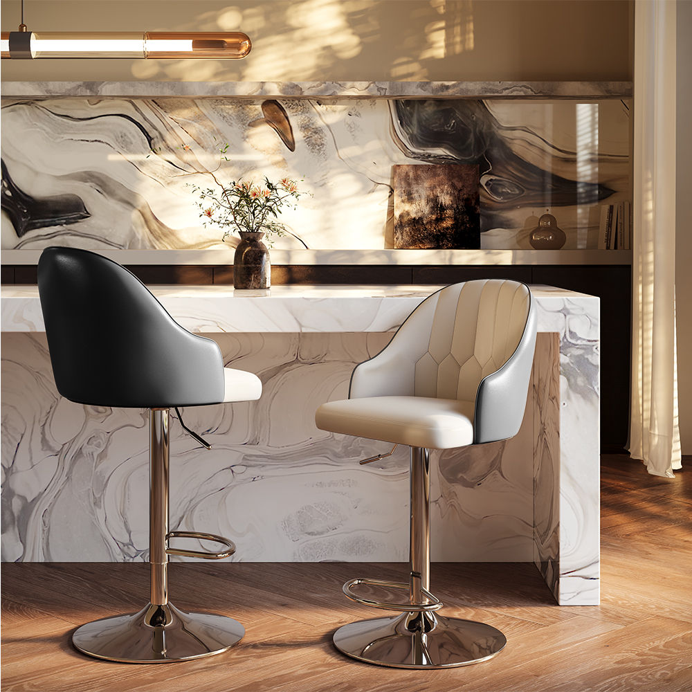 Black PU Leather Bar Stools