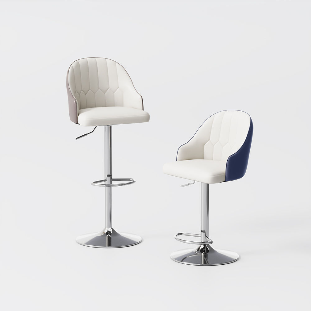 Navy Blue PU Leather Bar Stools