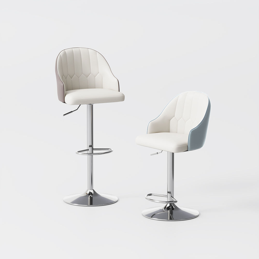 Blue PU Leather Bar Stools