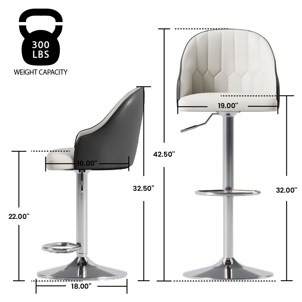 Modern Black PU Leather Bar Stools