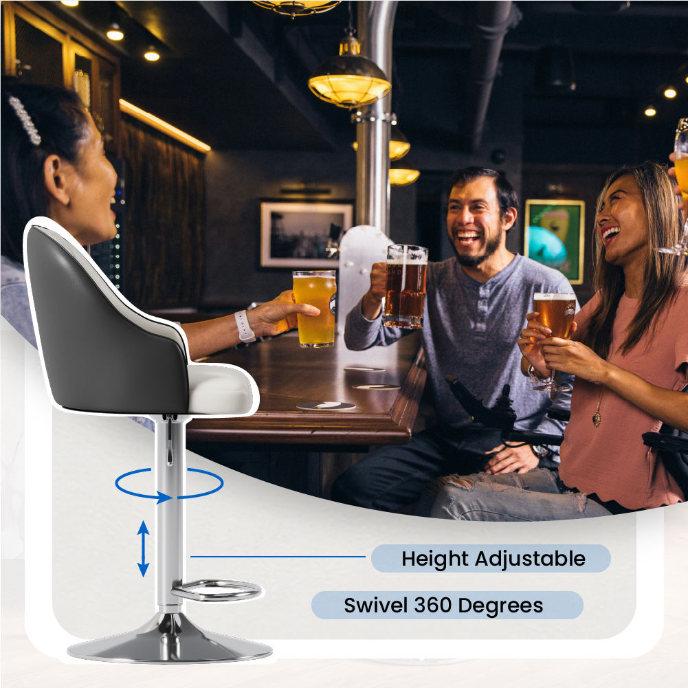 Metal Base Black PU Leather Bar Stools