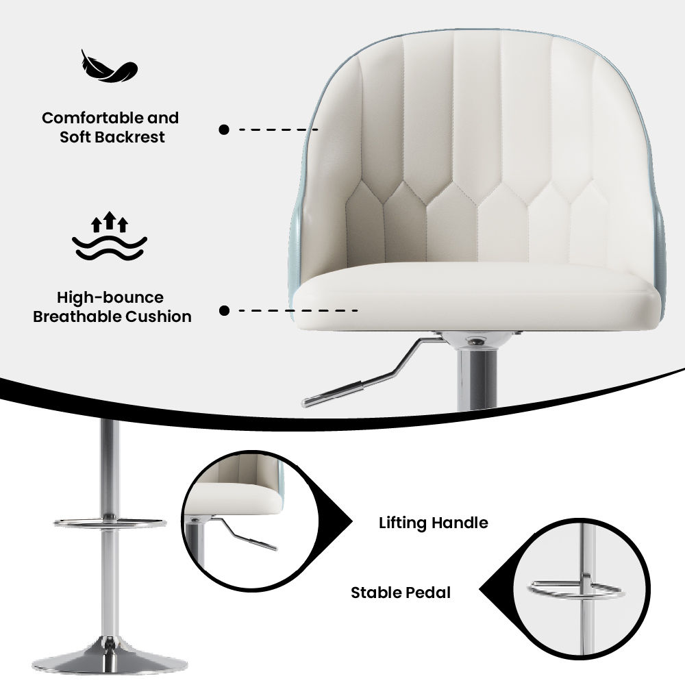 Partly Assemble Blue PU Leather Bar Stools