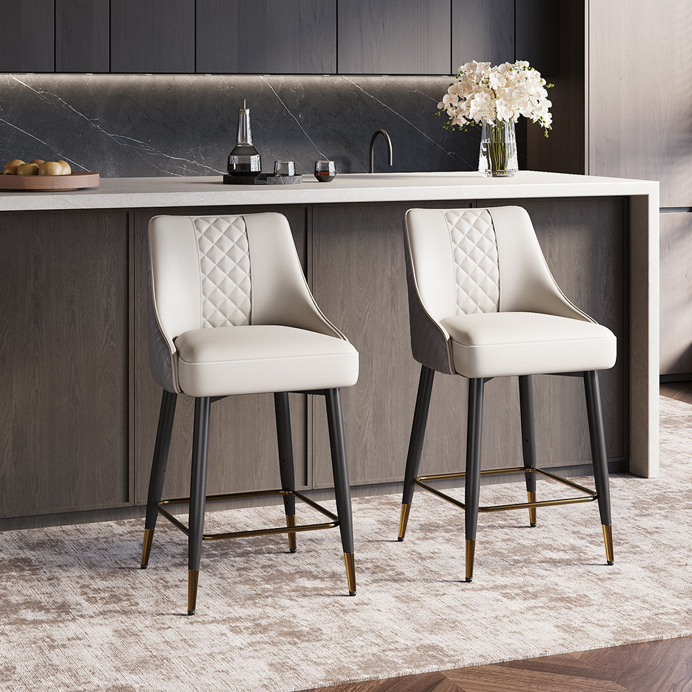 Gray PU Leather Bar Stools