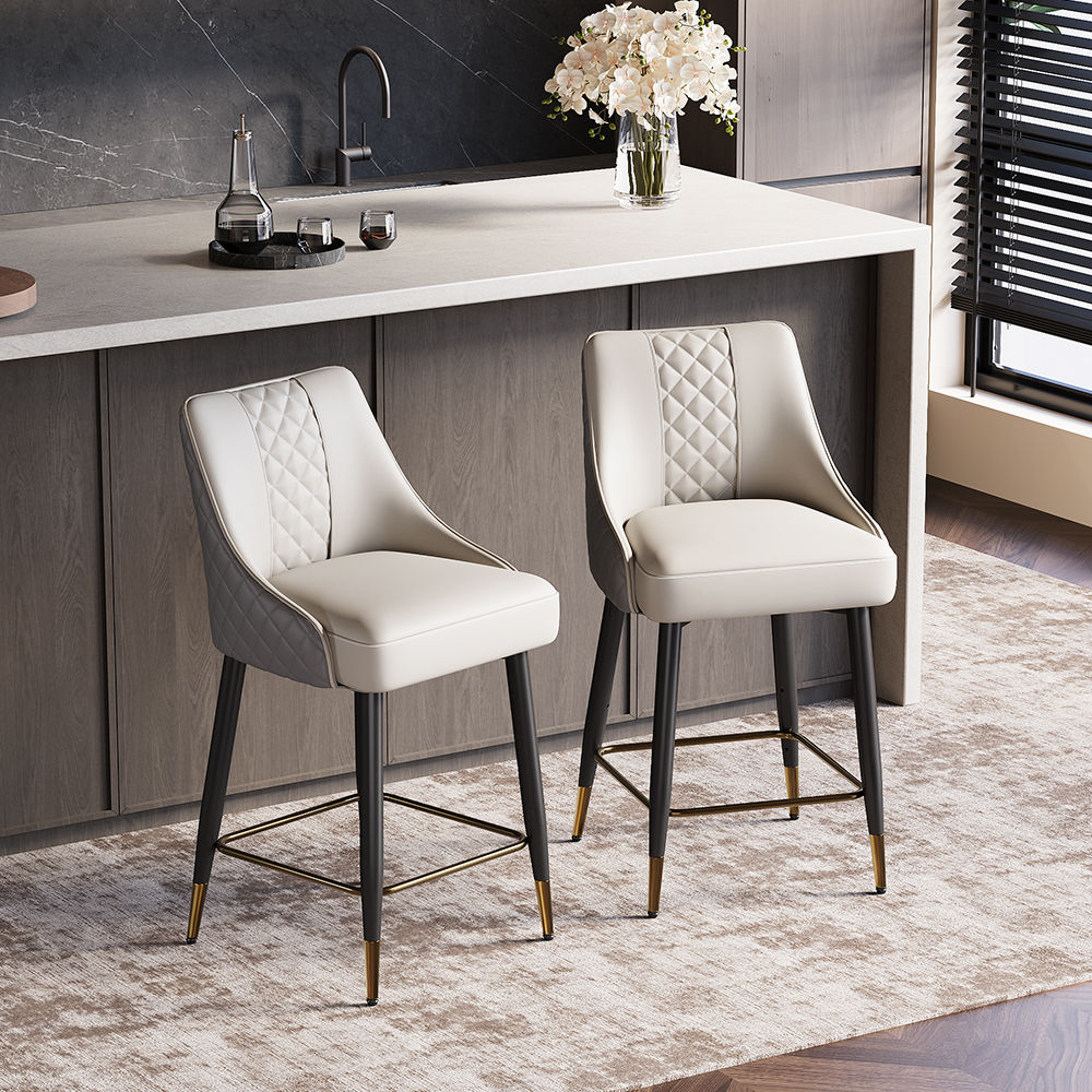 Gray PU Leather Bar Stools