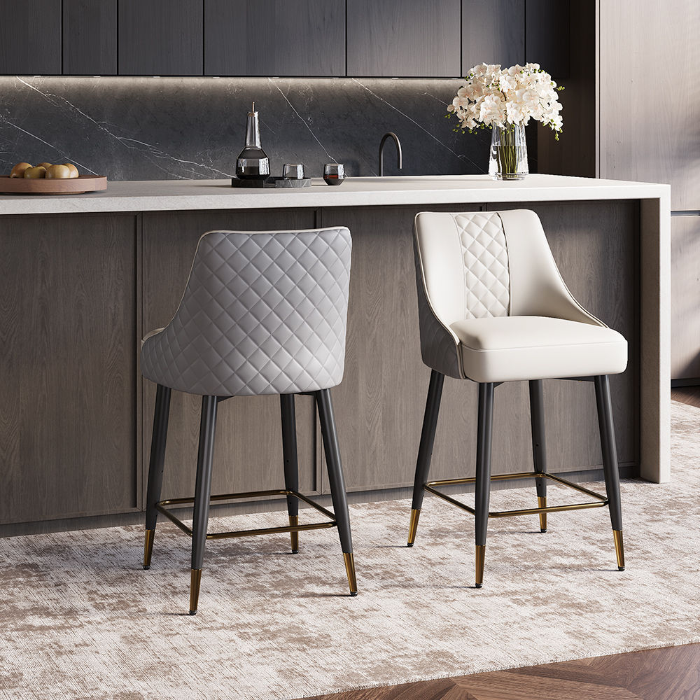 Gray PU Leather Bar Stools