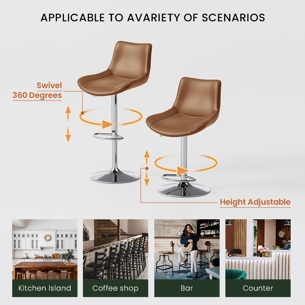 Brown PU Leather Bar Stools