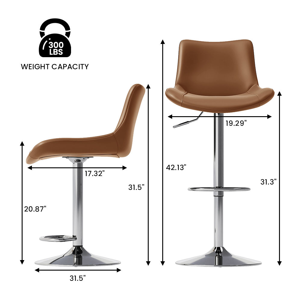 Brown PU Leather Bar Stools