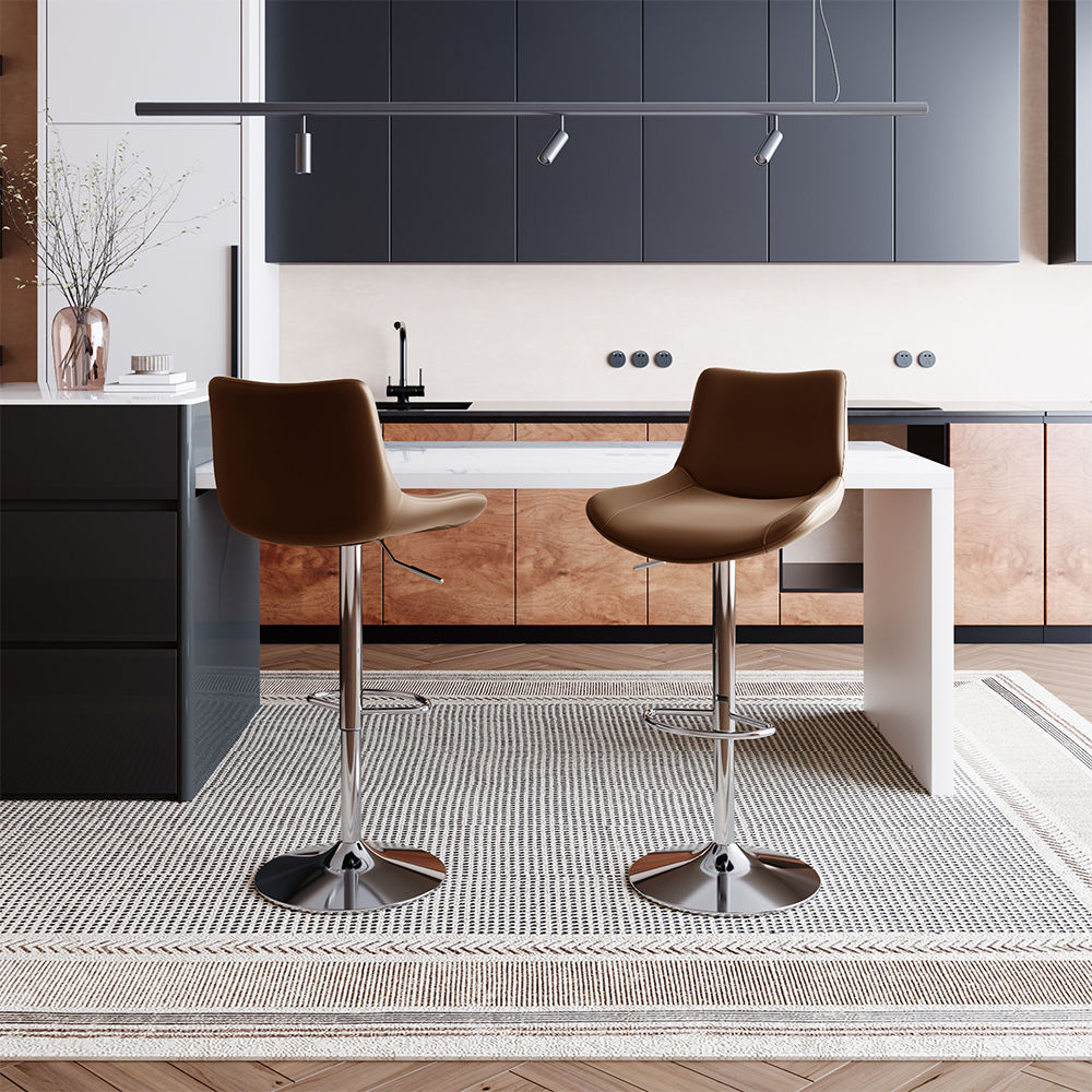 Brown PU Leather Bar Stools