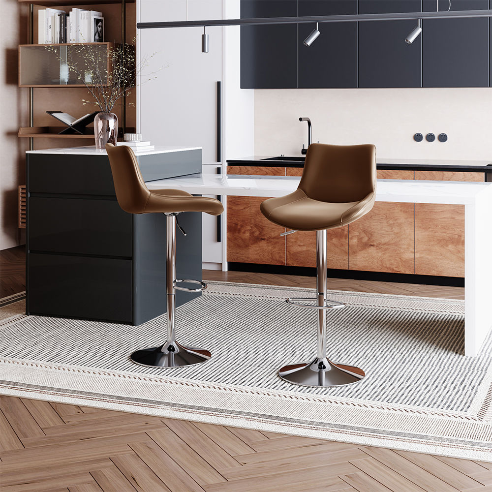Brown PU Leather Bar Stools