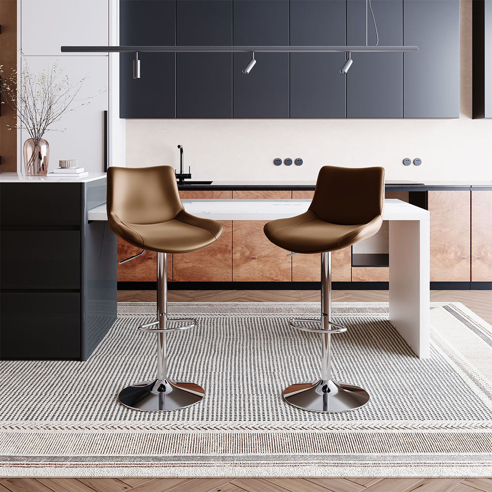 Brown PU Leather Bar Stools