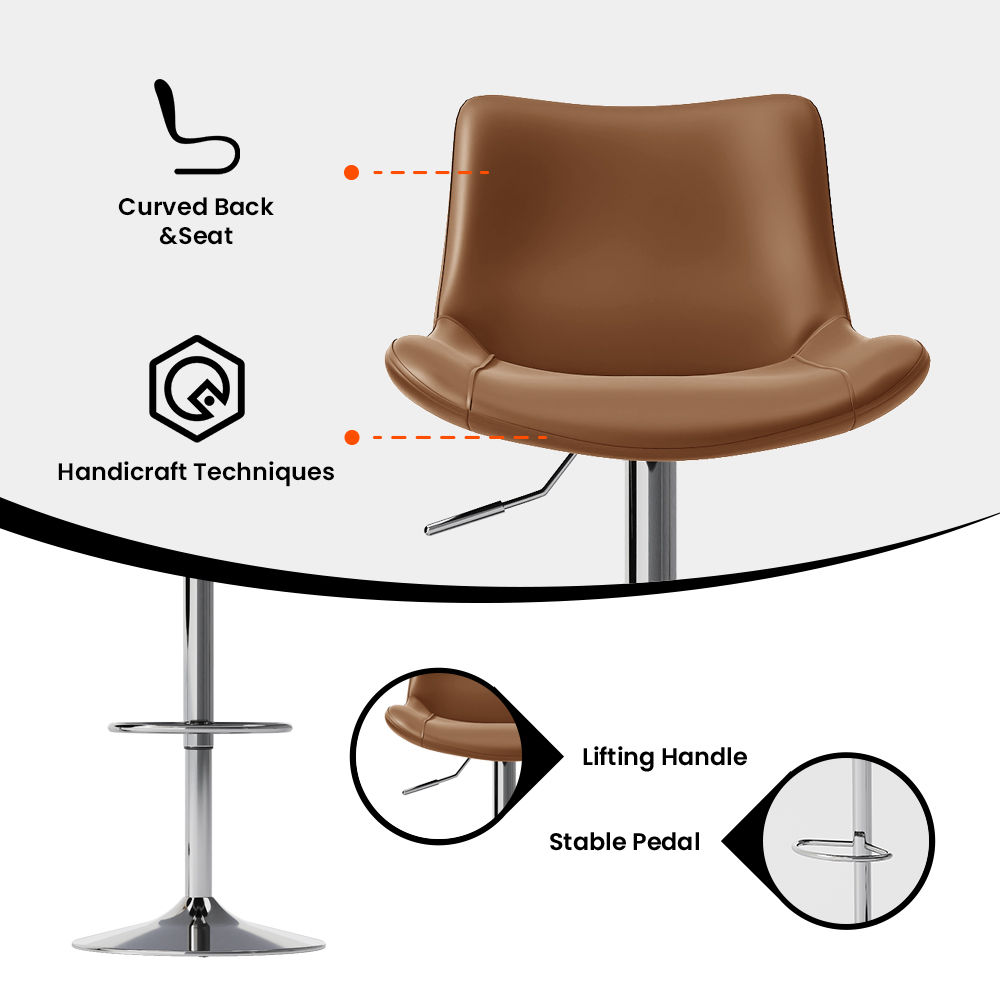 Brown PU Leather Bar Stools