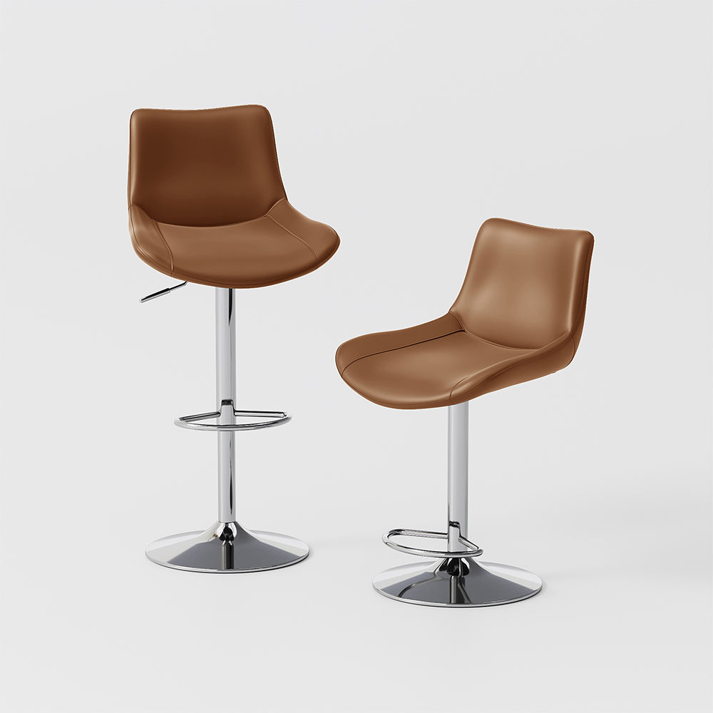 Brown PU Leather Bar Stools