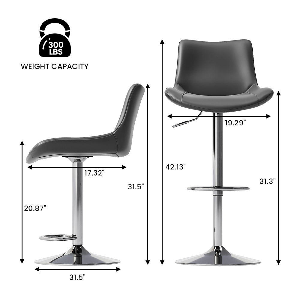Gray PU Leather Bar Stools