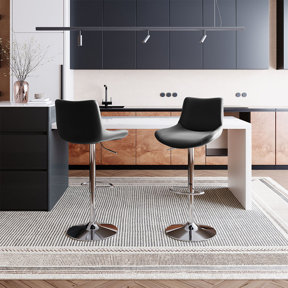 Gray PU Leather Bar Stools