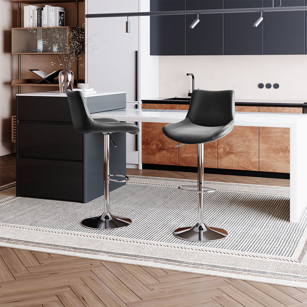 Gray PU Leather Bar Stools