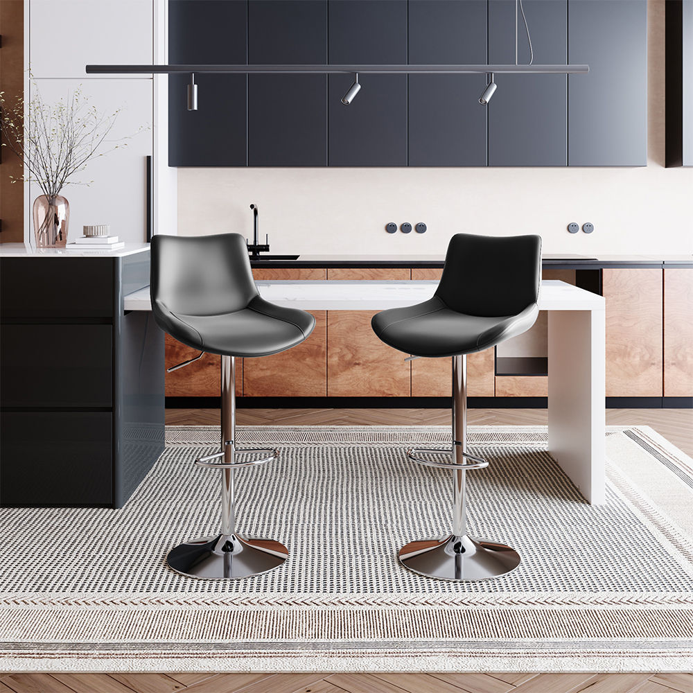 Gray PU Leather Bar Stools