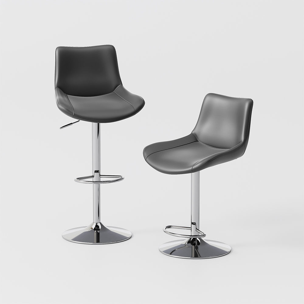 Gray PU Leather Bar Stools