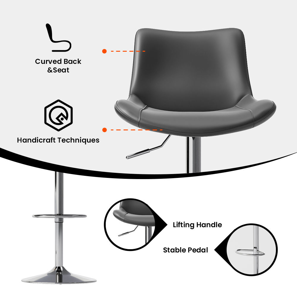 Gray PU Leather Bar Stools