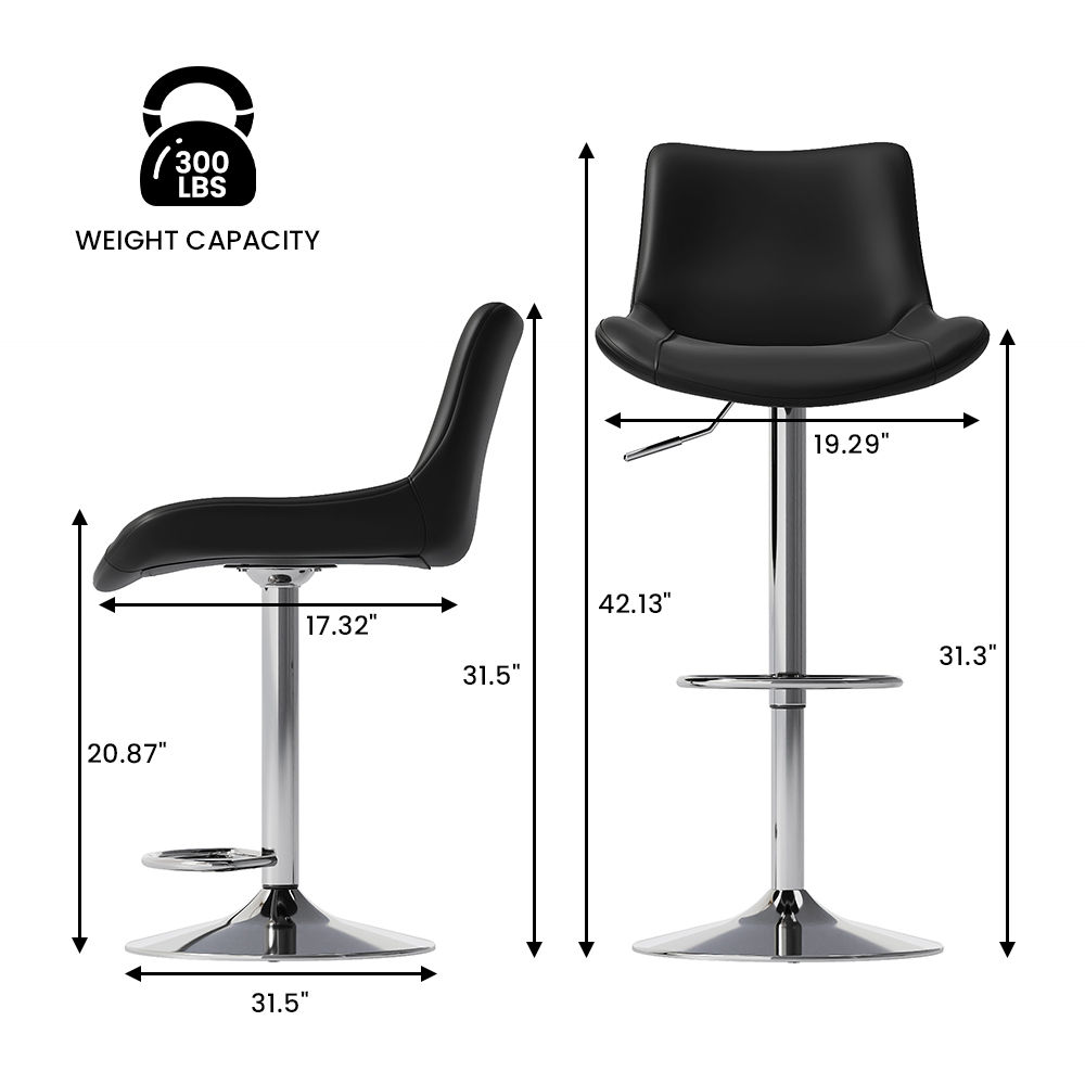 Black PU Leather Bar Stools