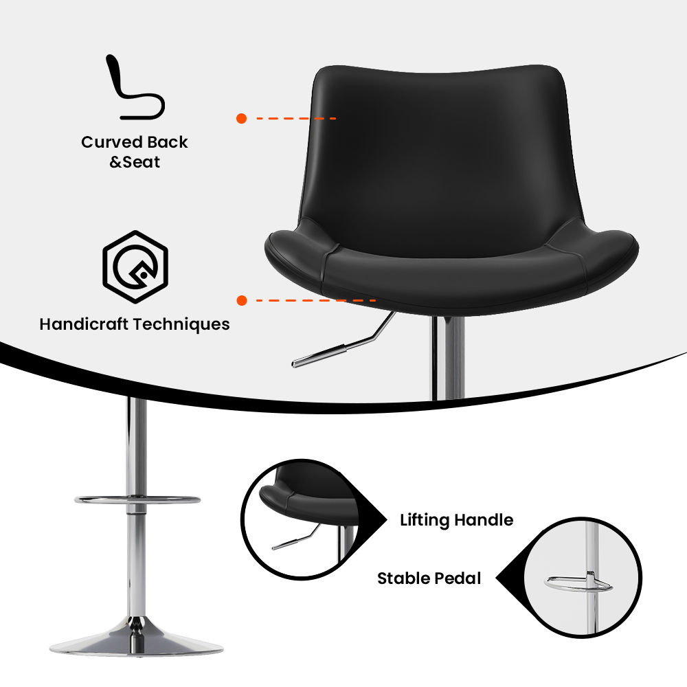 Black PU Leather Bar Stools