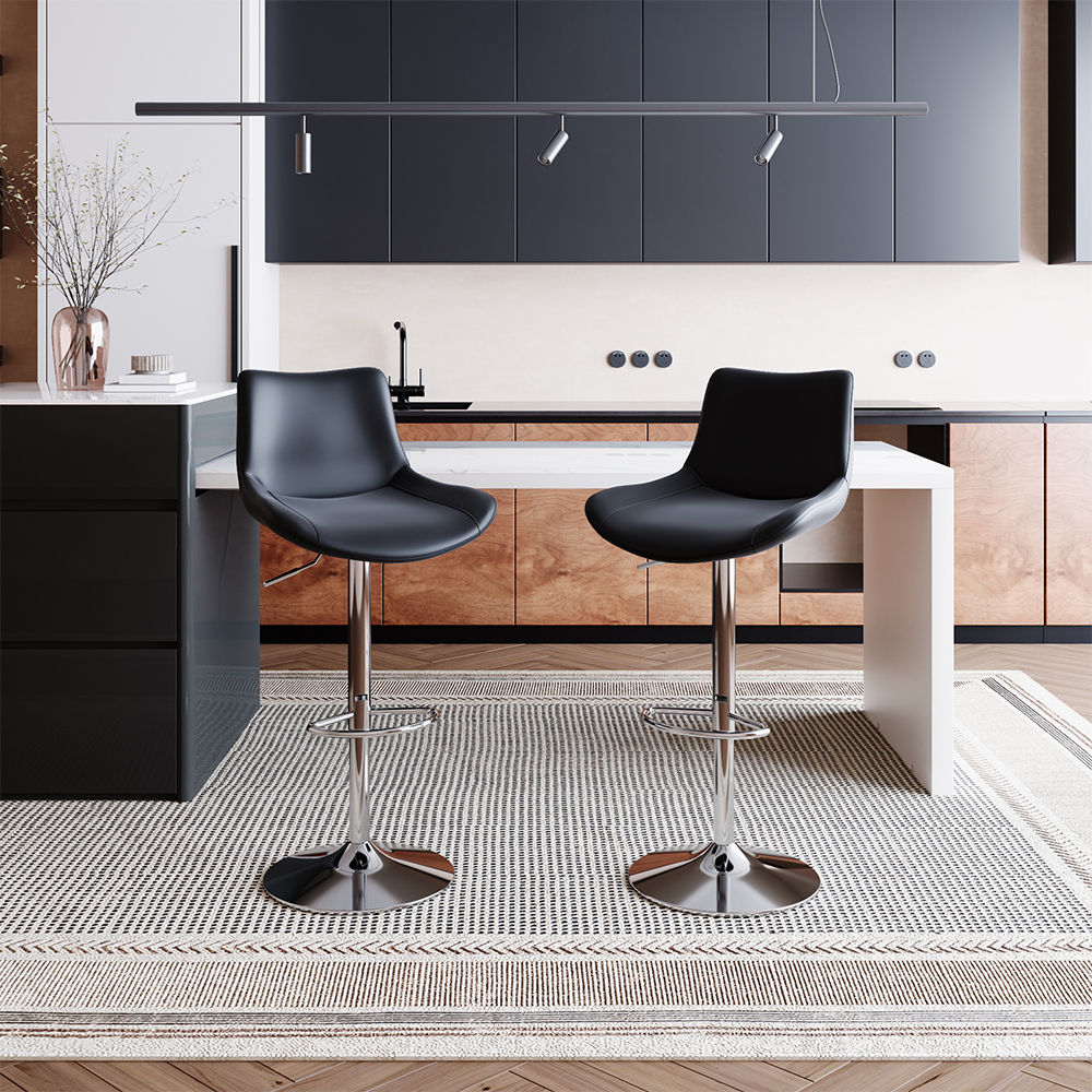Black PU Leather Bar Stools