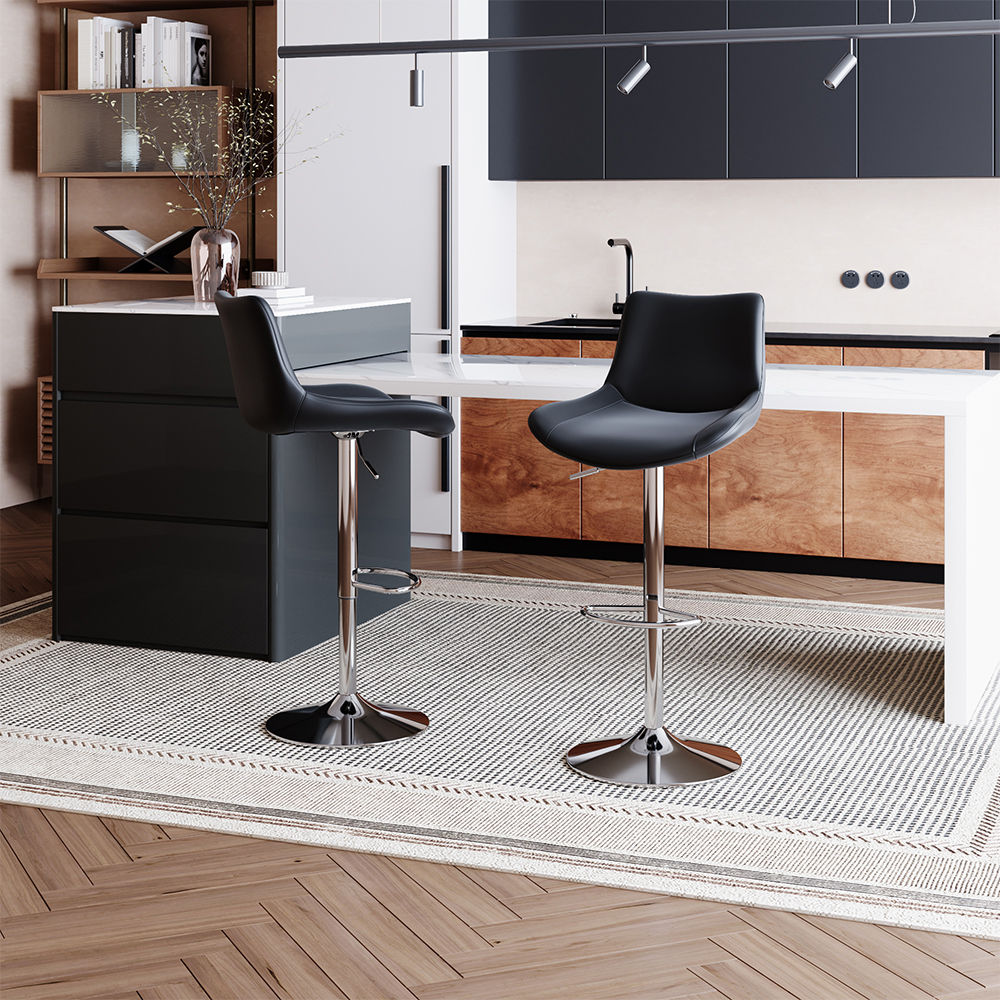 Black PU Leather Bar Stools