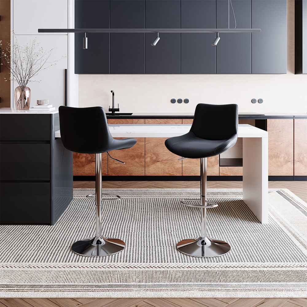 Black PU Leather Bar Stools