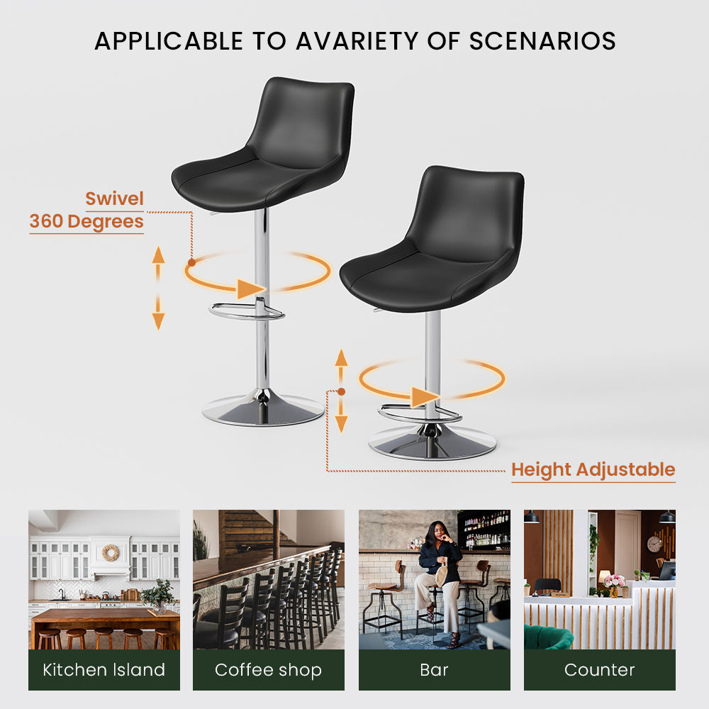 Black PU Leather Bar Stools