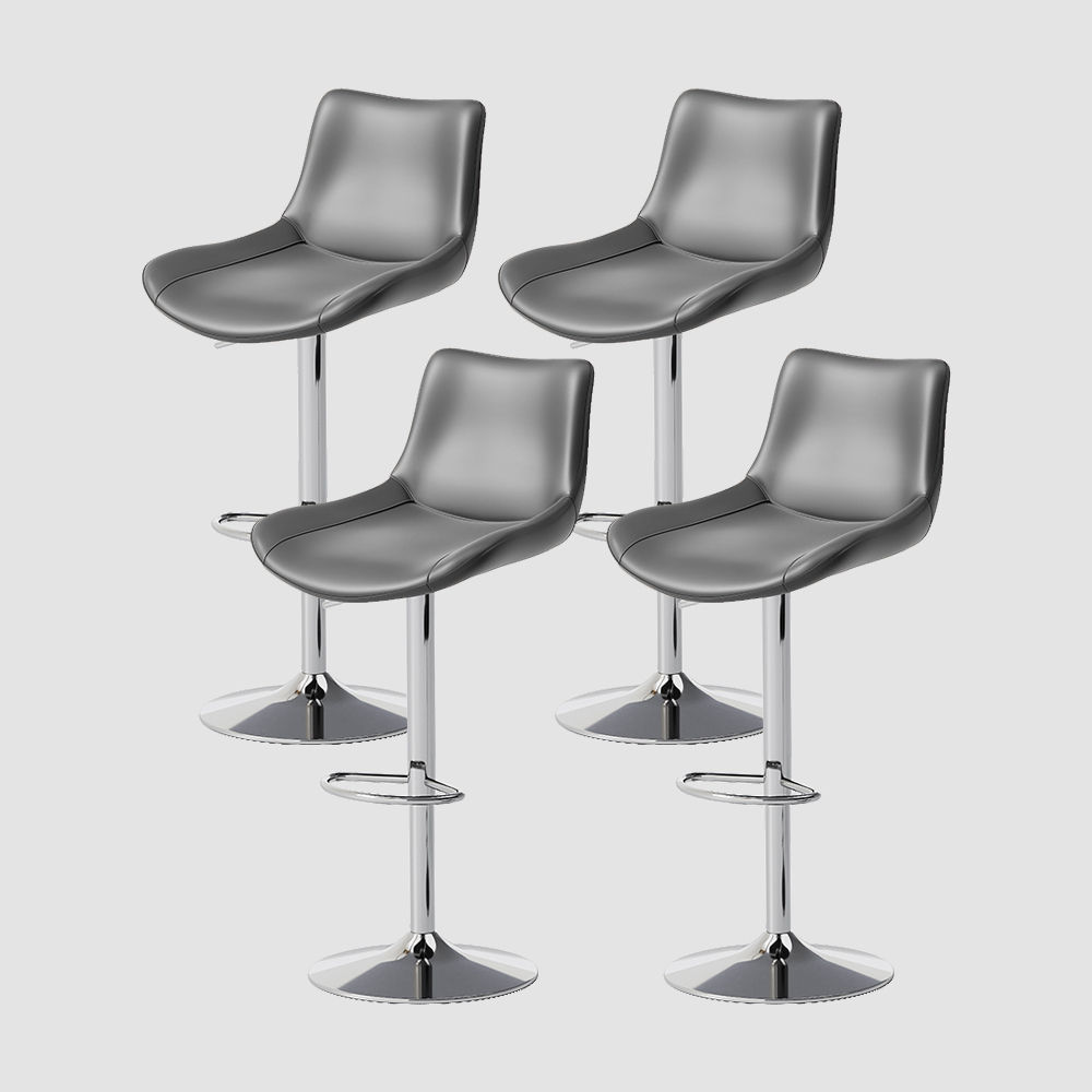 Leather Gray PU Leather Bar Stools