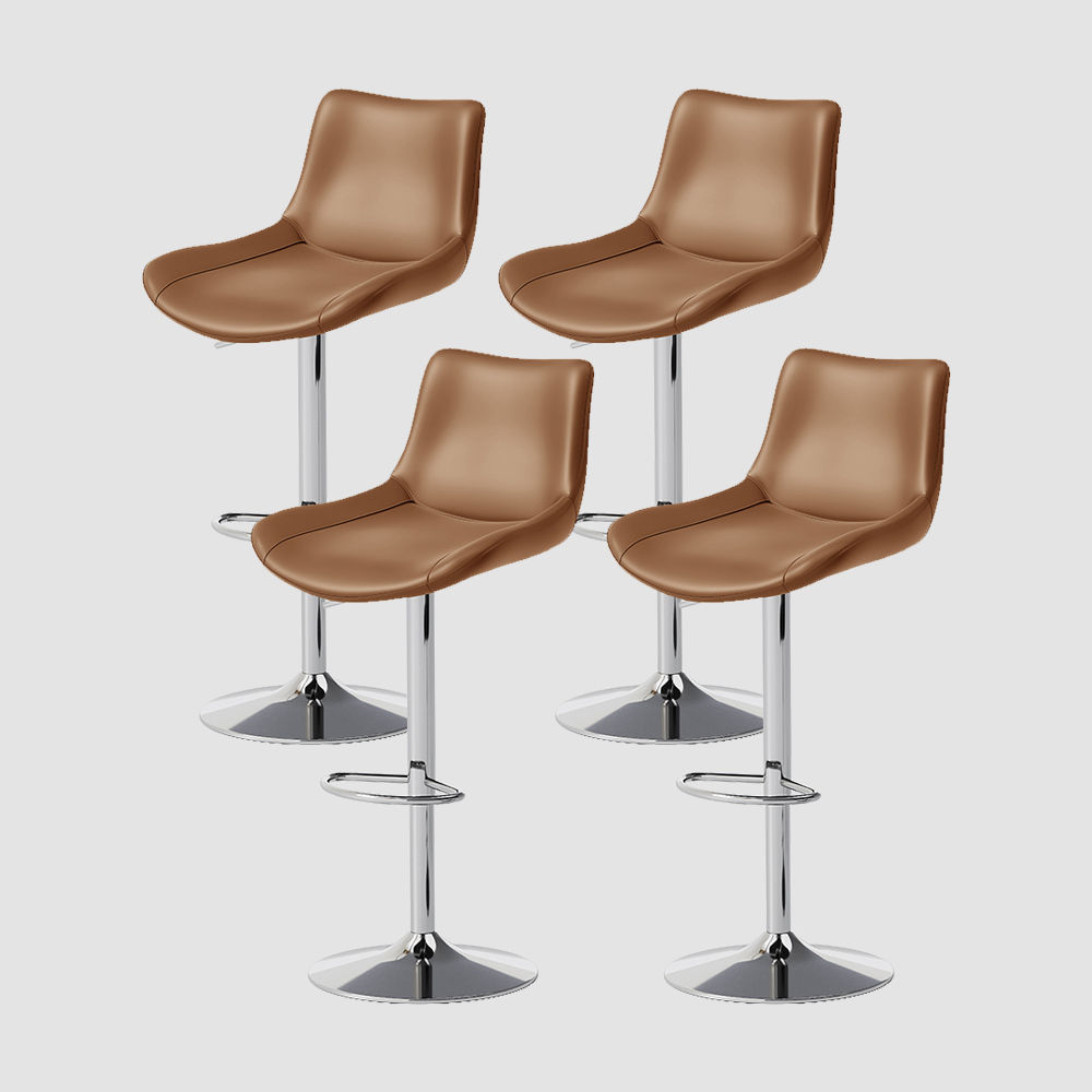 Modern Luxury Brown PU Leather Bar Stools