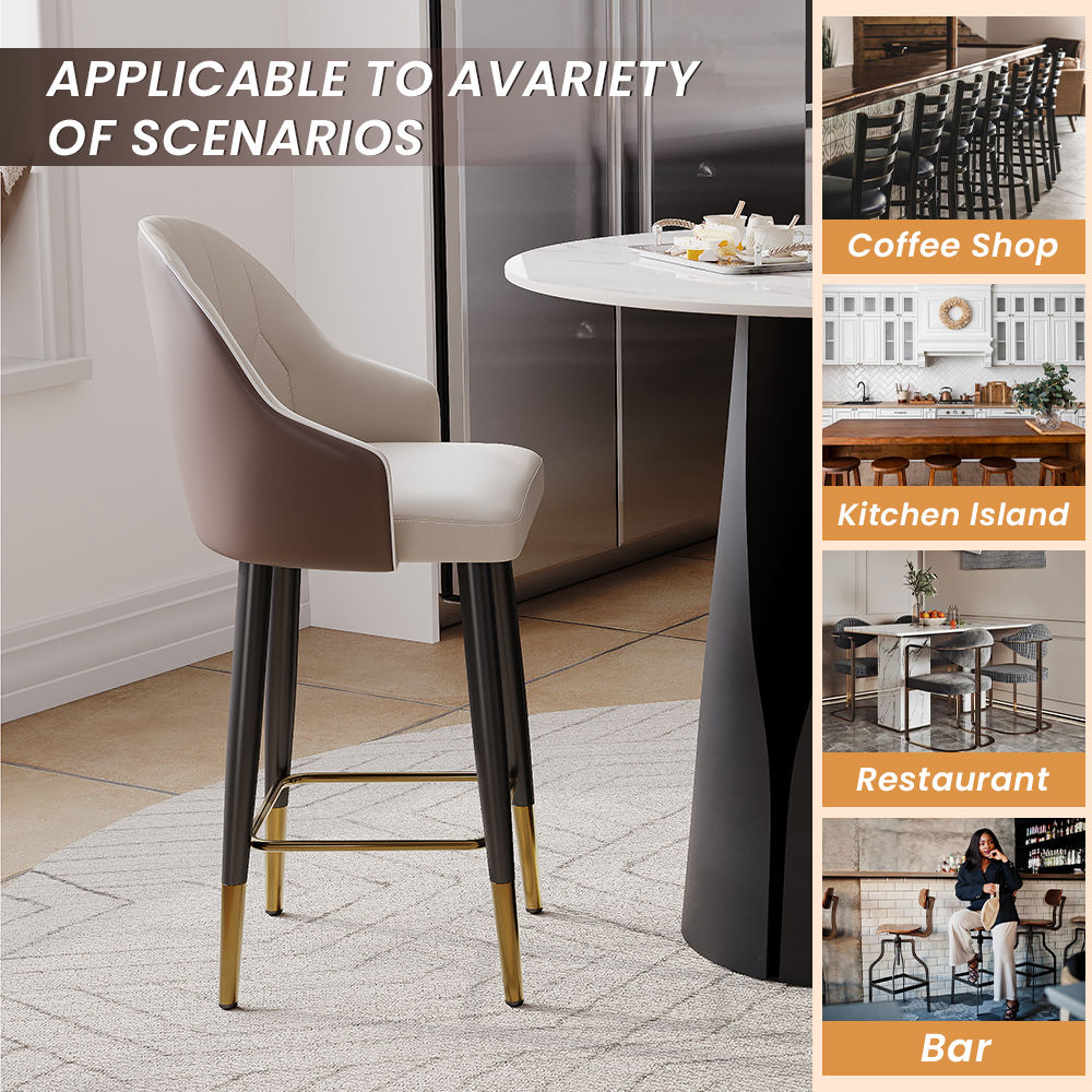 Partly Assemble Brown PU Leather Bar Stools