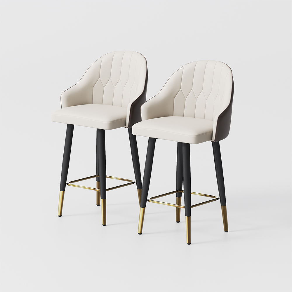 Metal Base Brown PU Leather Bar Stools