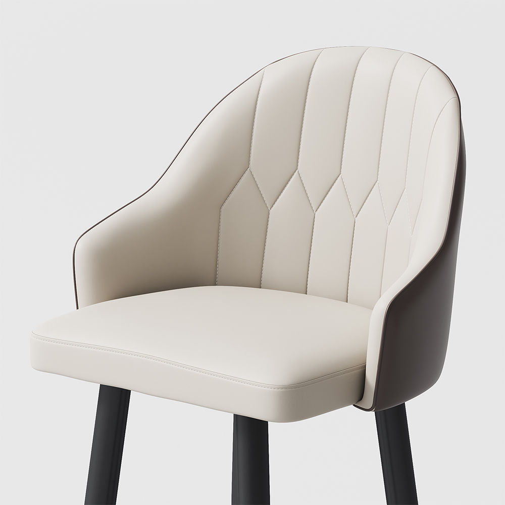 Metal Base Brown PU Leather Bar Stools
