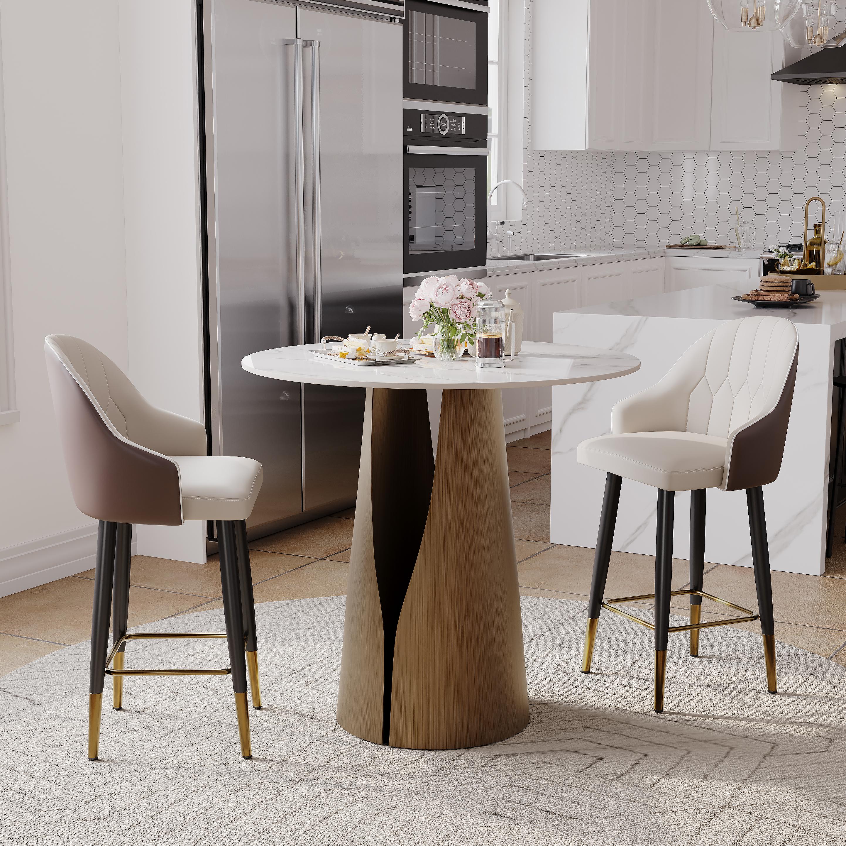 Modern Luxury Brown PU Leather Bar Stools