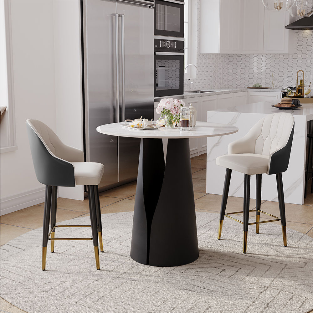 Partly Assemble Black PU Leather Bar Stools