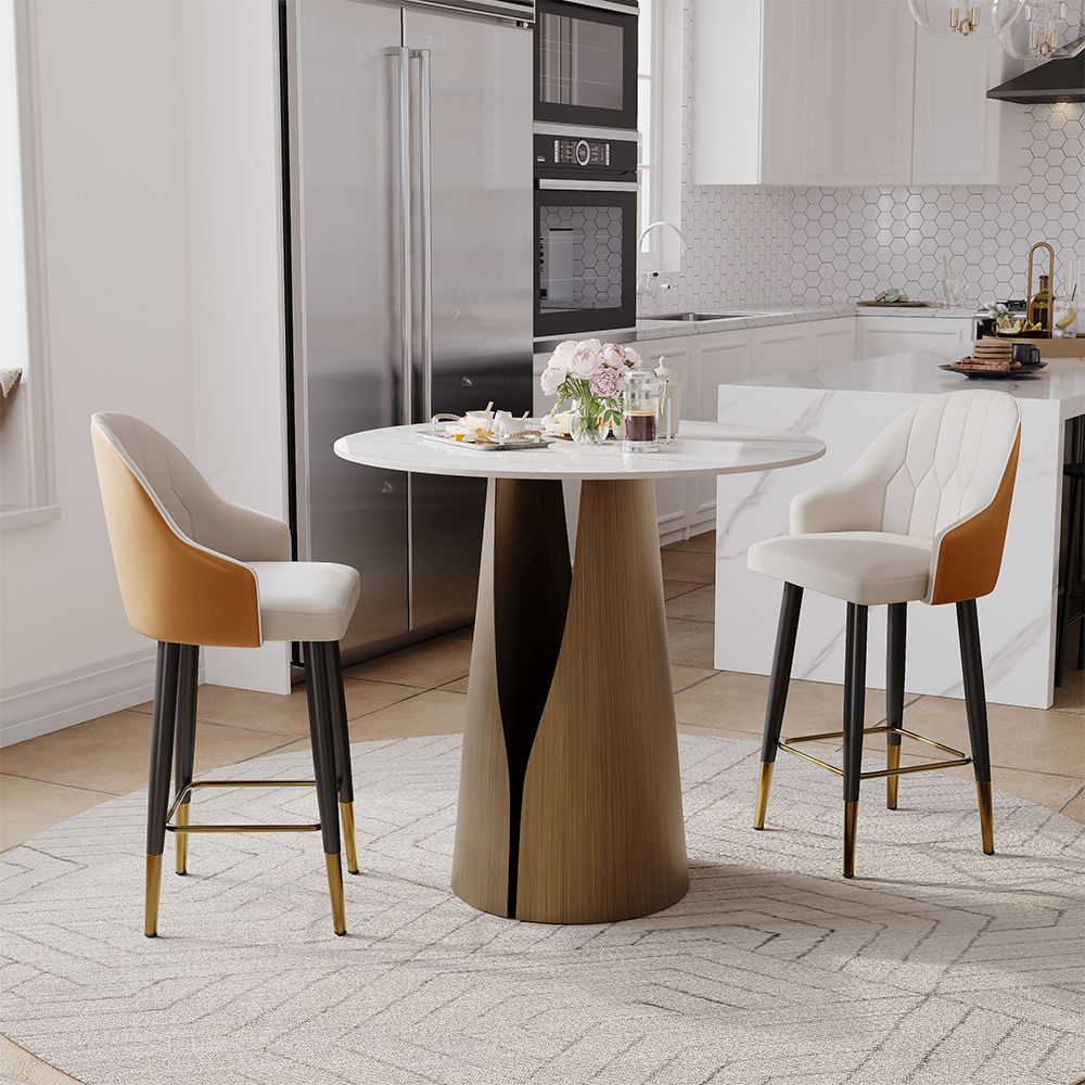 Modern Luxury Orange PU Leather Bar Stools