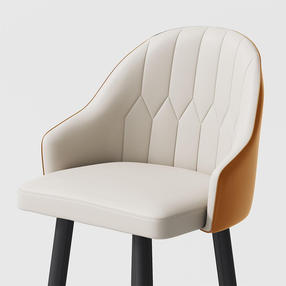Modern Orange PU Leather Bar Stools