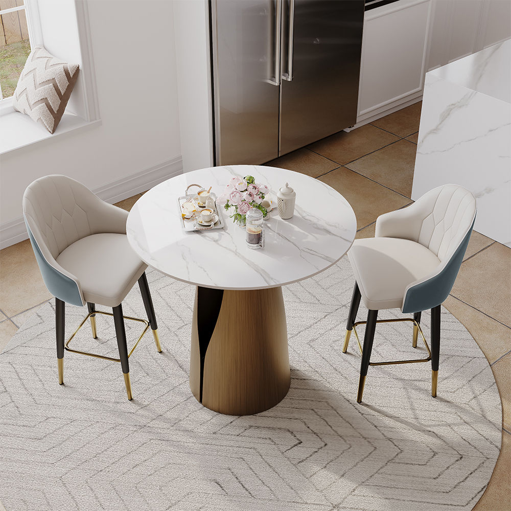 Modern Luxury Blue PU Leather Bar Stools