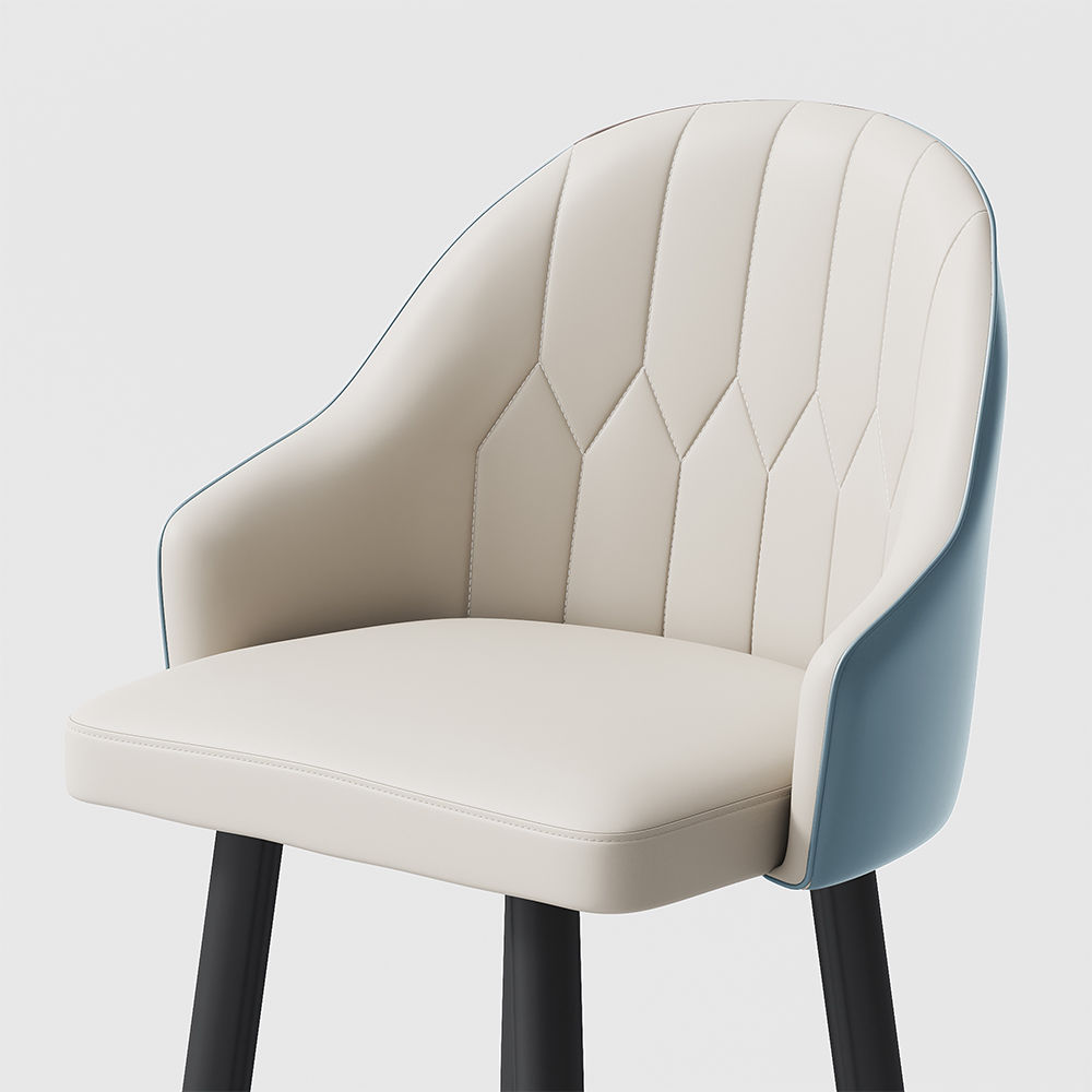 Partly Assemble Blue PU Leather Bar Stools