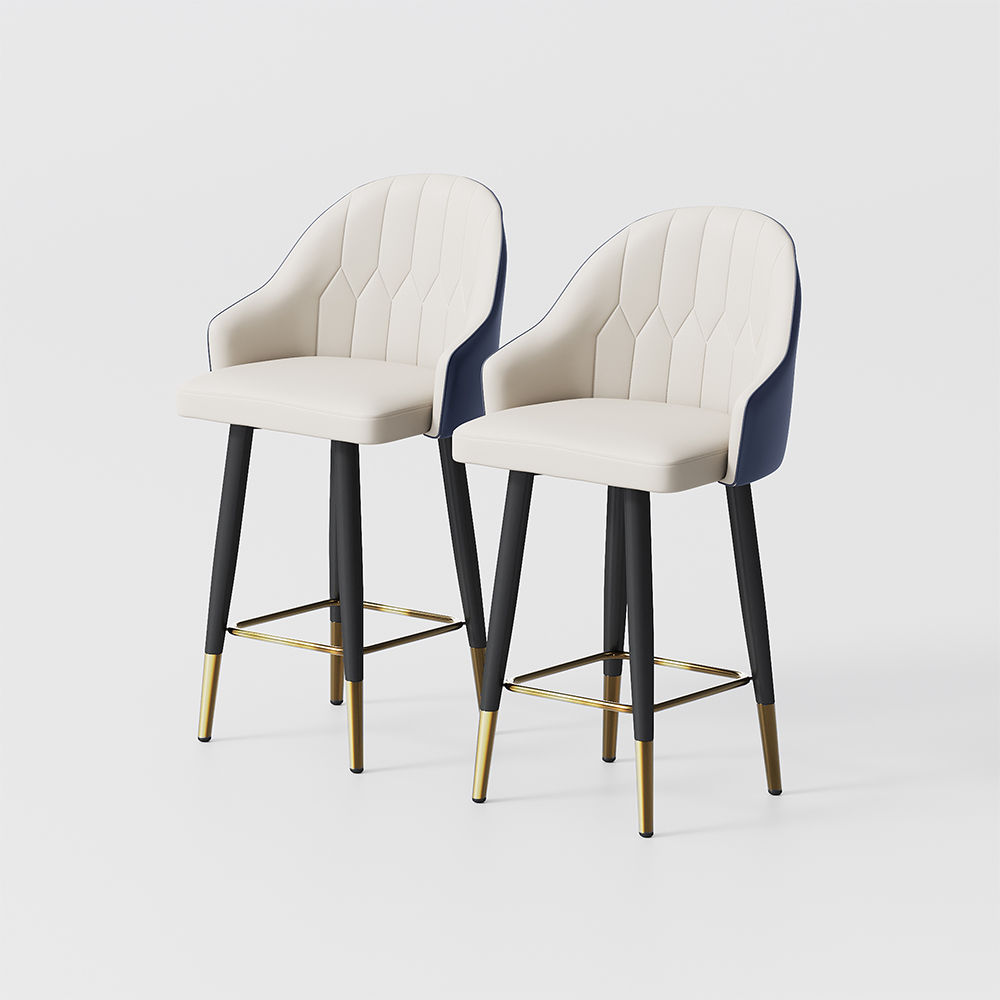 Modern Navy Blue PU Leather Bar Stools