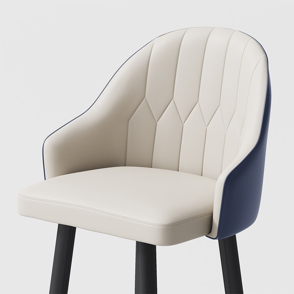 Modern Luxury Navy Blue PU Leather Bar Stools