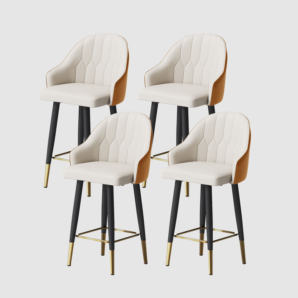 Metal Base Orange PU Leather Bar Stools