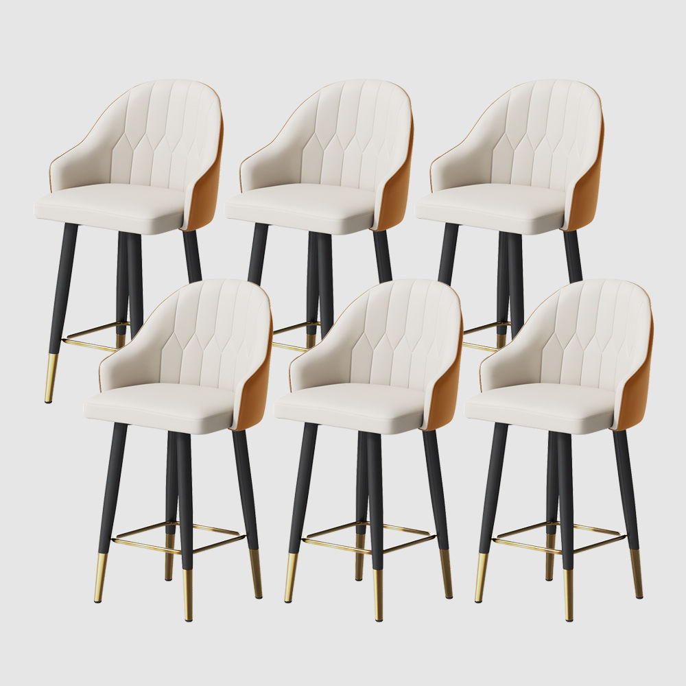 Metal Base Orange PU Leather Bar Stools