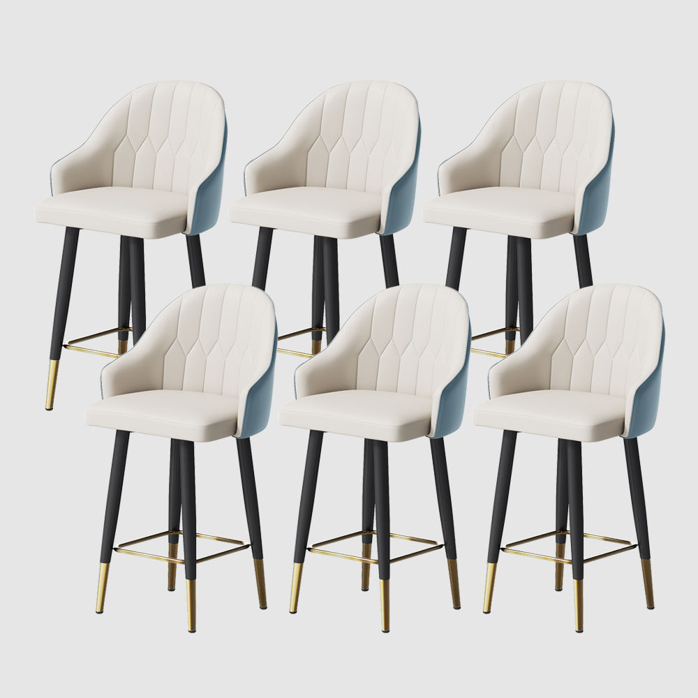 Partly Assemble Blue PU Leather Bar Stools