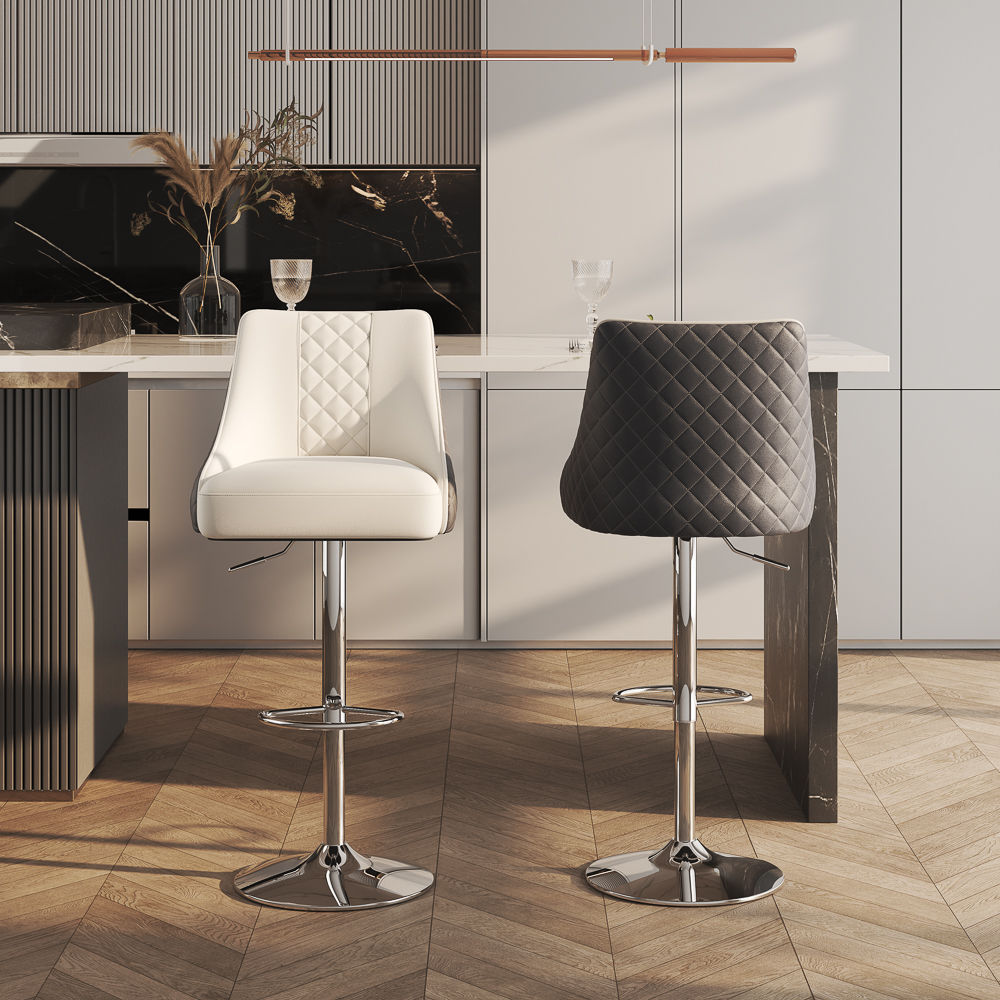 Leather Black PU Leather Bar Stools