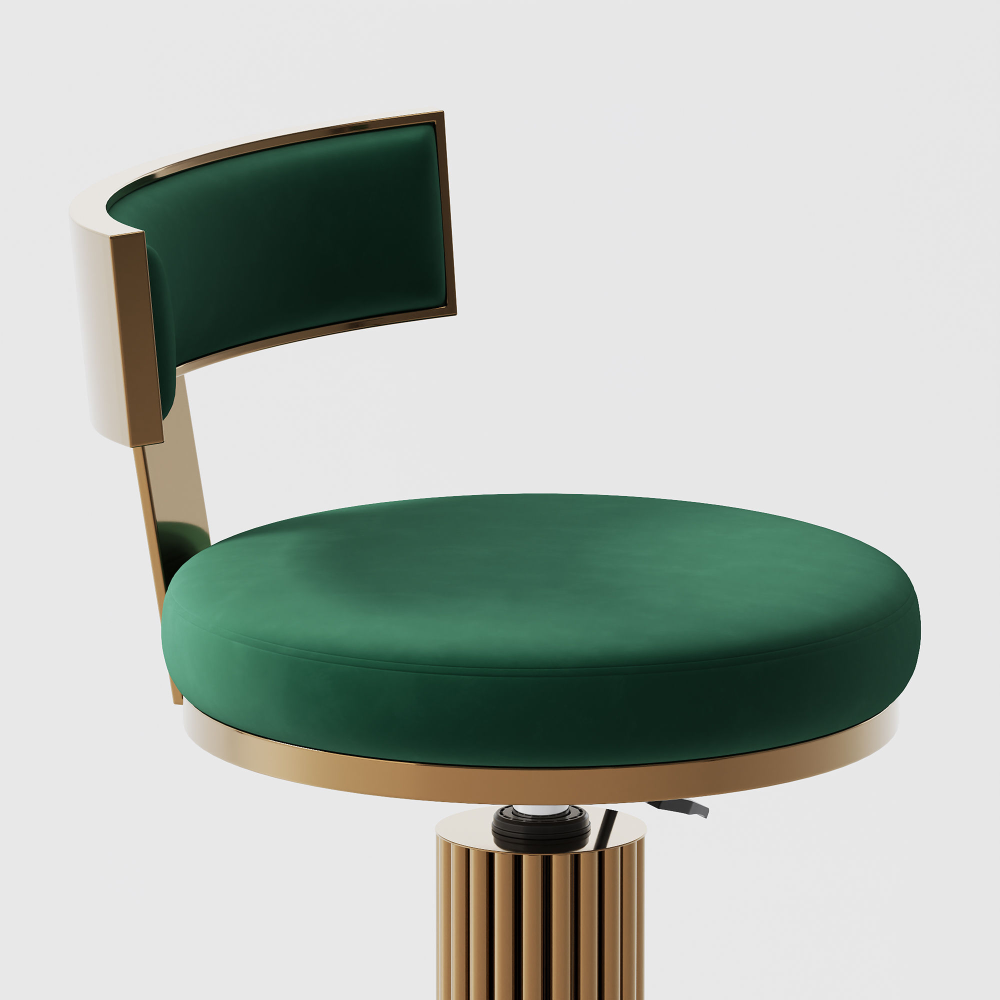 Adjustable Height Green Velvet Bar Stools