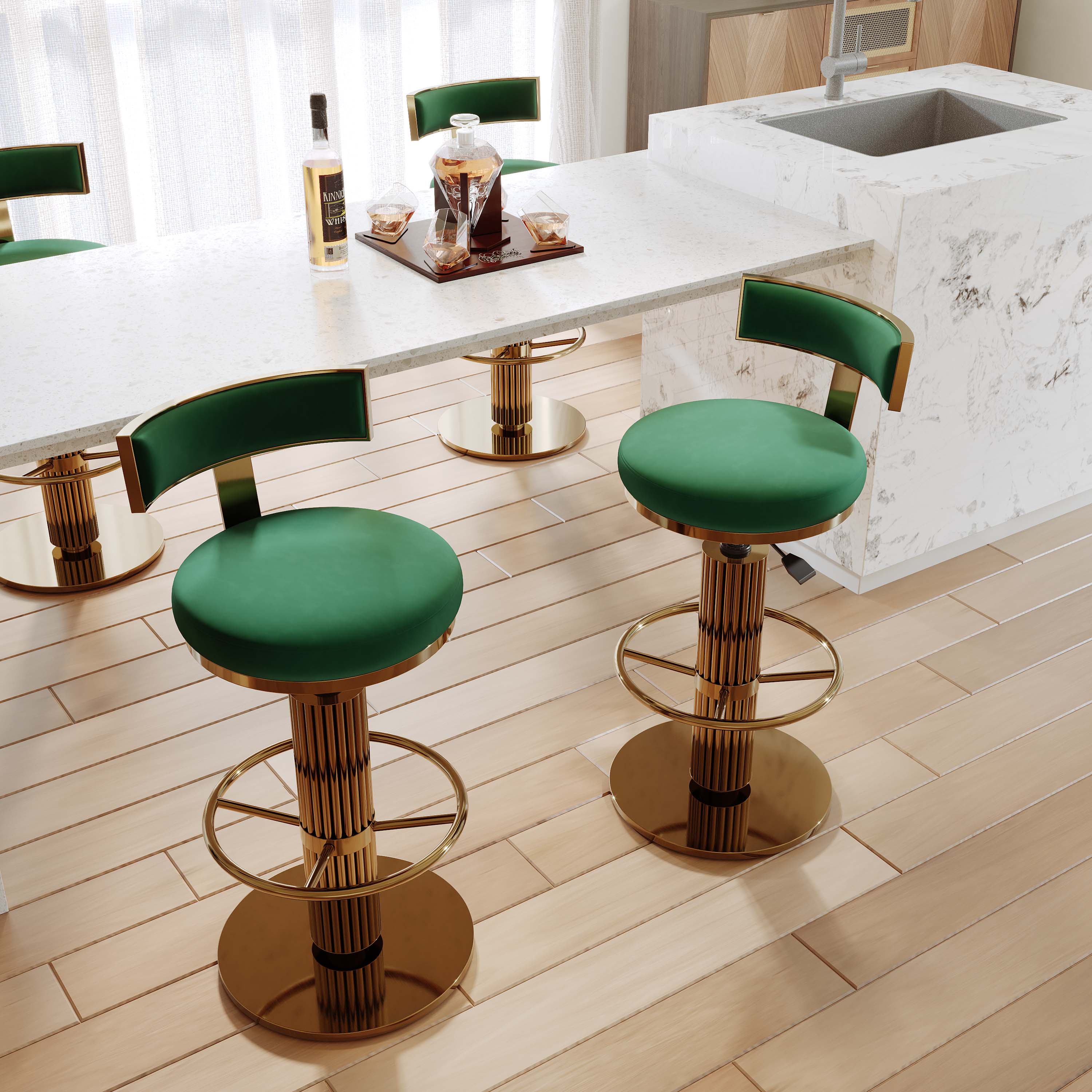 Velvet Green Velvet Bar Stools